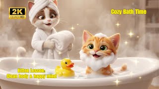Cat Story: Mama Cat & Kitten LEO Had Relaxing Bubble Bath Time 🛁🧼 Getting Clean & Cozy with Mama Cat