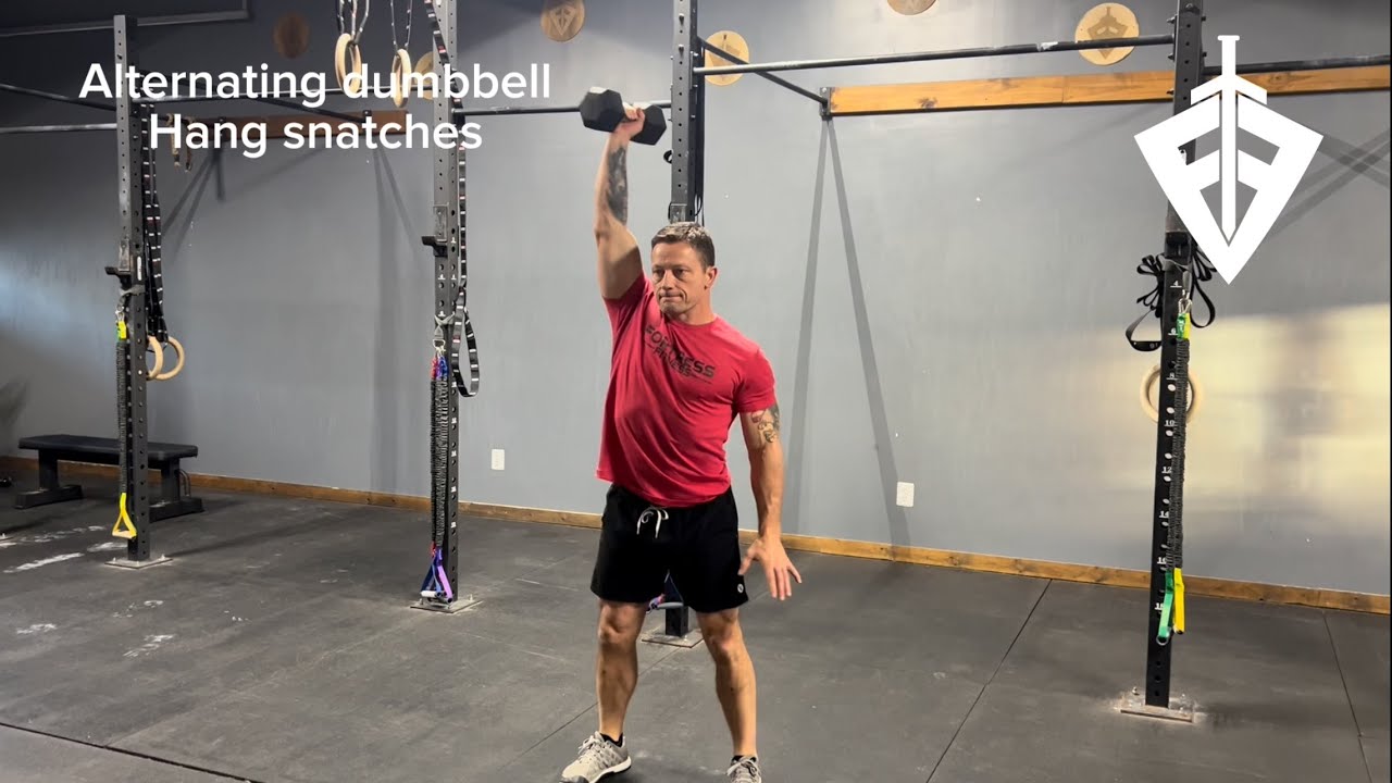 Alternating dumbbell hang snatches - YouTube