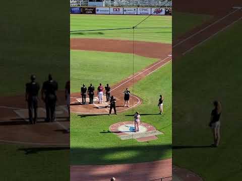 Natalie Sparks sings the National anthem