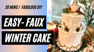 Faux Christmas Winter Cake- Easy DIY project - Christmas tablescape/ decor Part-3