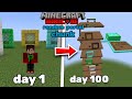 I Survived 100 Days in Random Portal One Chunk Minecraft Hardcore
