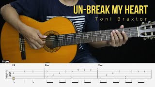Un-Break My Heart - Toni Braxton - Fingerstyle Guitar Tutorial   TAB & Lyrics