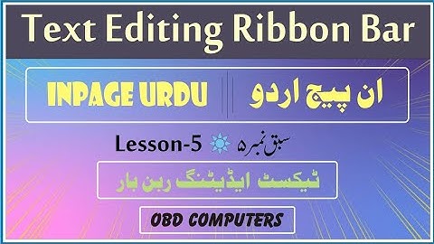 How to use Text Editing Ribbon Bar in inpage Lesson 05 in urdu Hindi