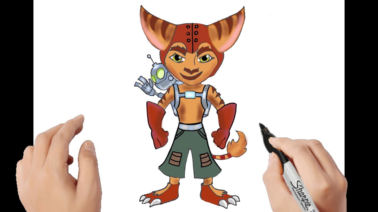 How to draw ratchet and clank step by step