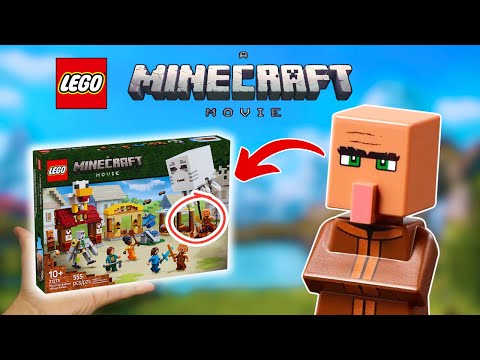 YouTube thumbnail: Are The Minecraft Movie Sets Actually BAD? | Lego Minecraft 21273 The Ghast Balloon Village attack