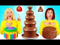 Rich Girl vs Broke Girl Chocolate Fondue Challenge | Battle with Food for 24 Hours by RATATA COOL