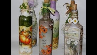 Как сделать обратный декупаж на бутылке. Мастер класс. Как сделать обратный декупаж на бутылке. Мастер класс.