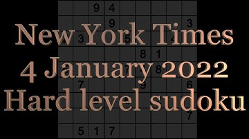 Sudoku solution – New York Times sudoku 4 January 2022 Hard level