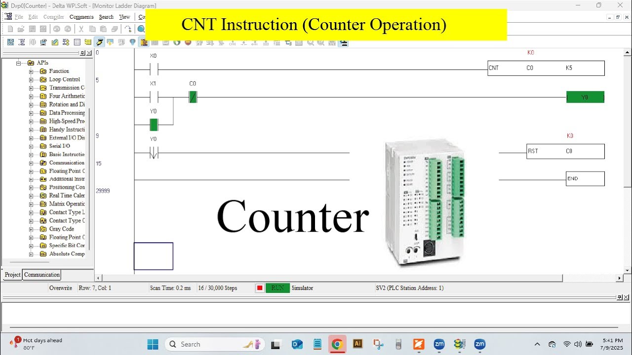 Delta PLC Tutorial 06: CNT Instruction Counter Operation - YouTube