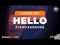 Hello - Adele (Lower Key - Piano Karaoke)