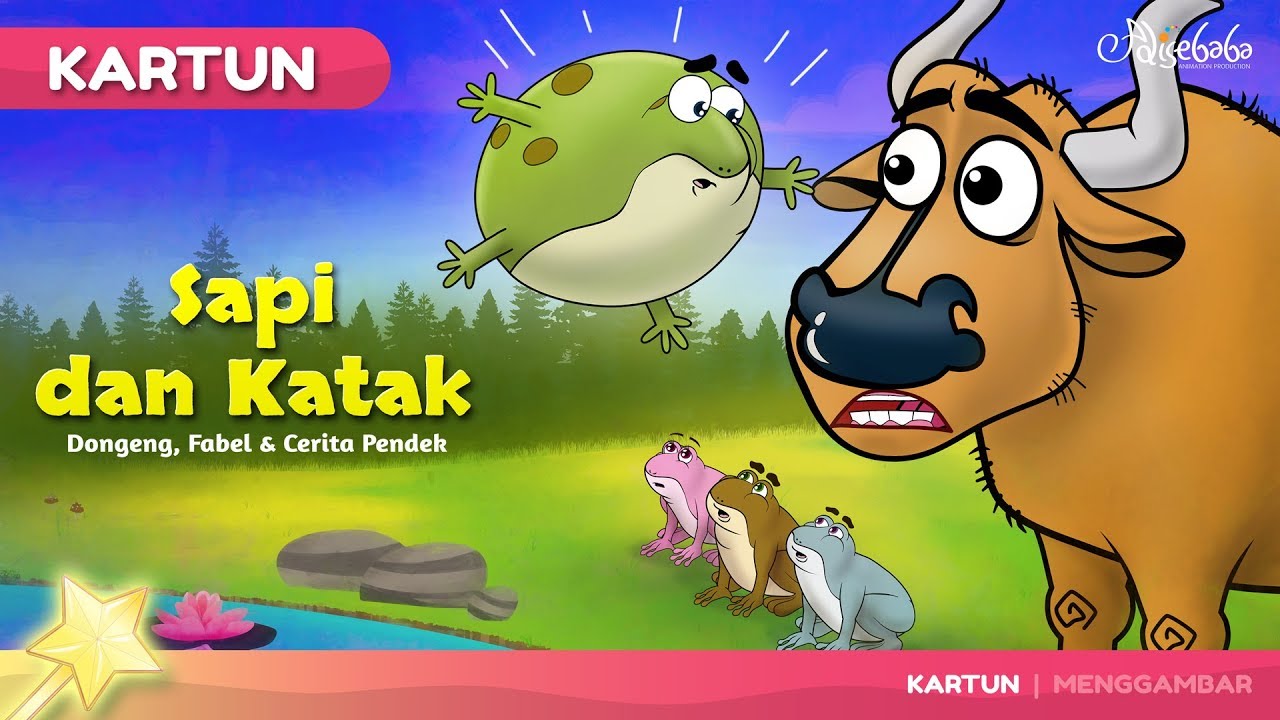  Sapi  dan Katak Kartun  Anak  Anak  Cerita Bahasa 