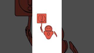 Cute red robot holding an exclamation mark vector illustration