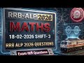 RRB ALP 2026| 18 Feb Shift 3 MathsPaper Solution | 100% Real Questions | Sachin Sir