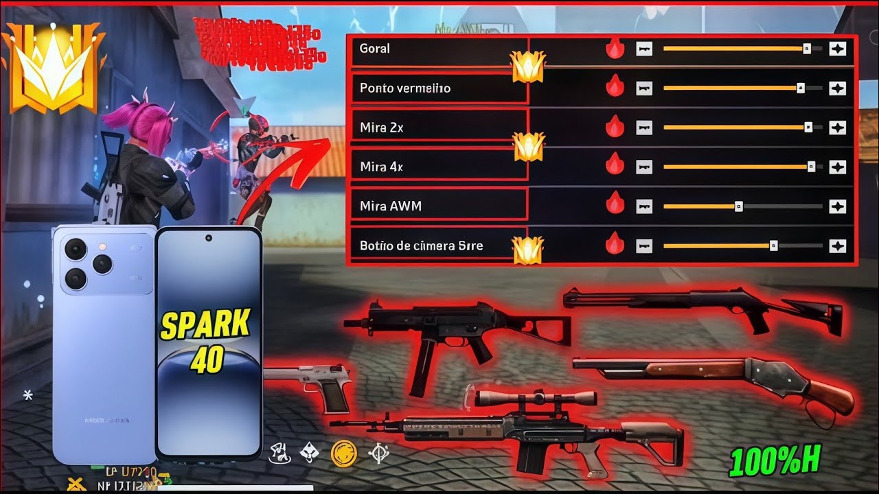Tecno Spark 40 Free Fire Sensitivity+Dpi+Headshot Settings