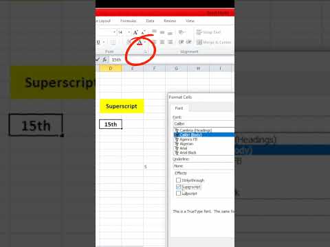 Excel Superscript and