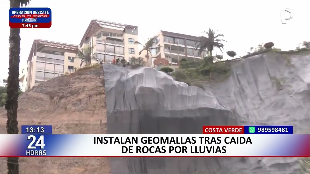 Cambian geomallas en la Costa Verde ante riesgo de caída de rocas