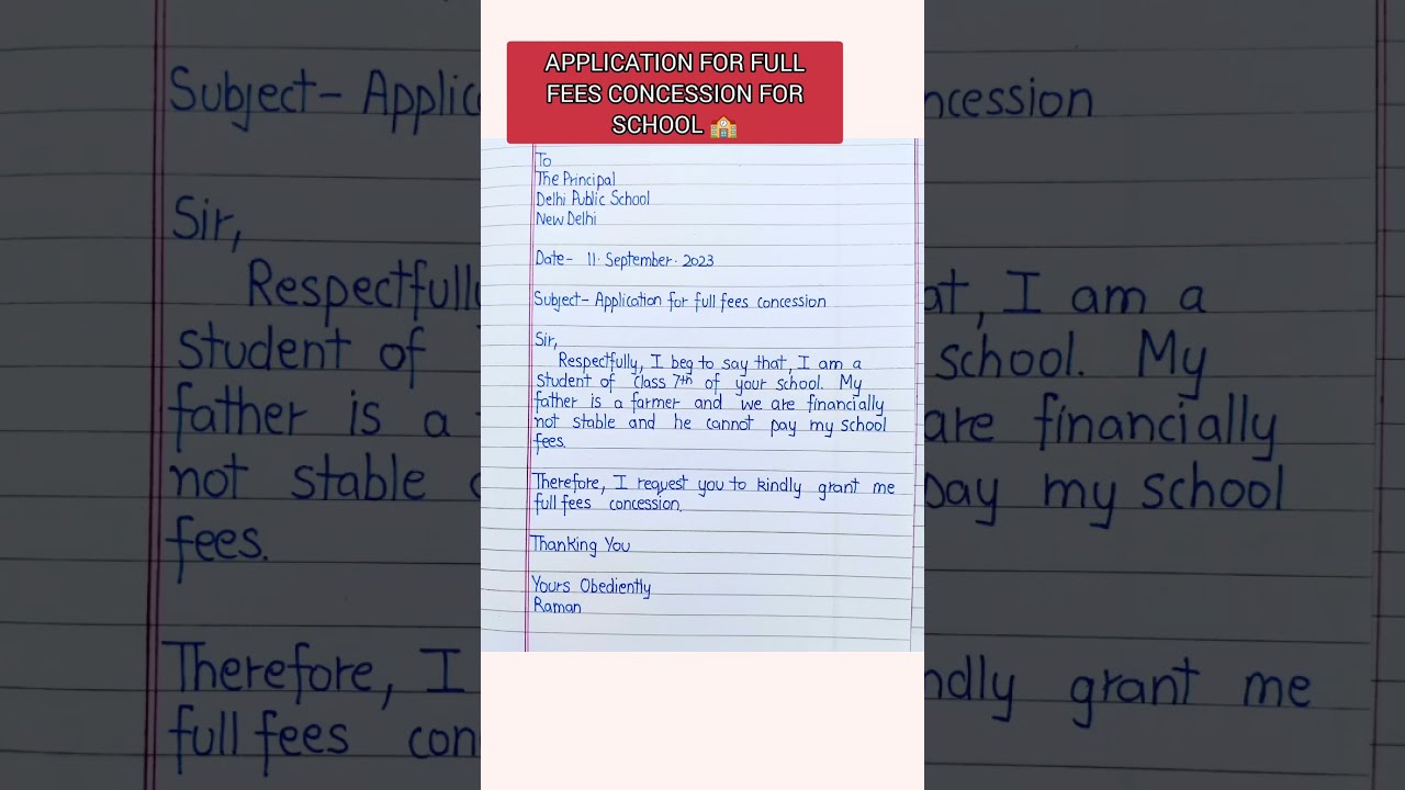 Application For Full Fees Concession School Shorts Short Youtubeshorts