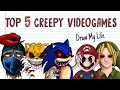 TOP 5 CREEPY VIDEOGAMES: SONIC.EXE BEN DROWNED SUPER MARIO TAILS DOLL MORTAL KOMBAT | Draw My Life