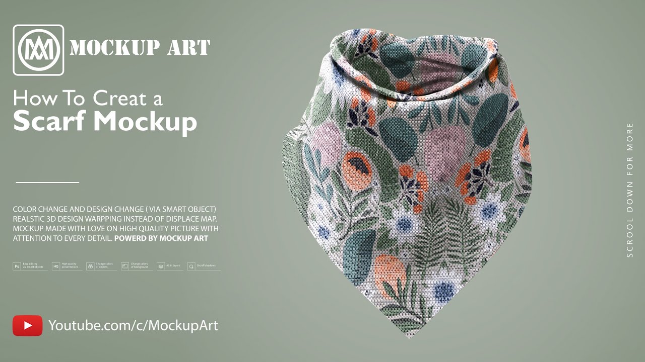 Download How To Make A Scarf Mockup Photoshop Mockup Tutorial Youtube
