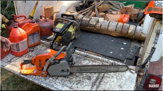 Husqvarna's 550 xp  Bucking firewood with a short bar  , My thoughts