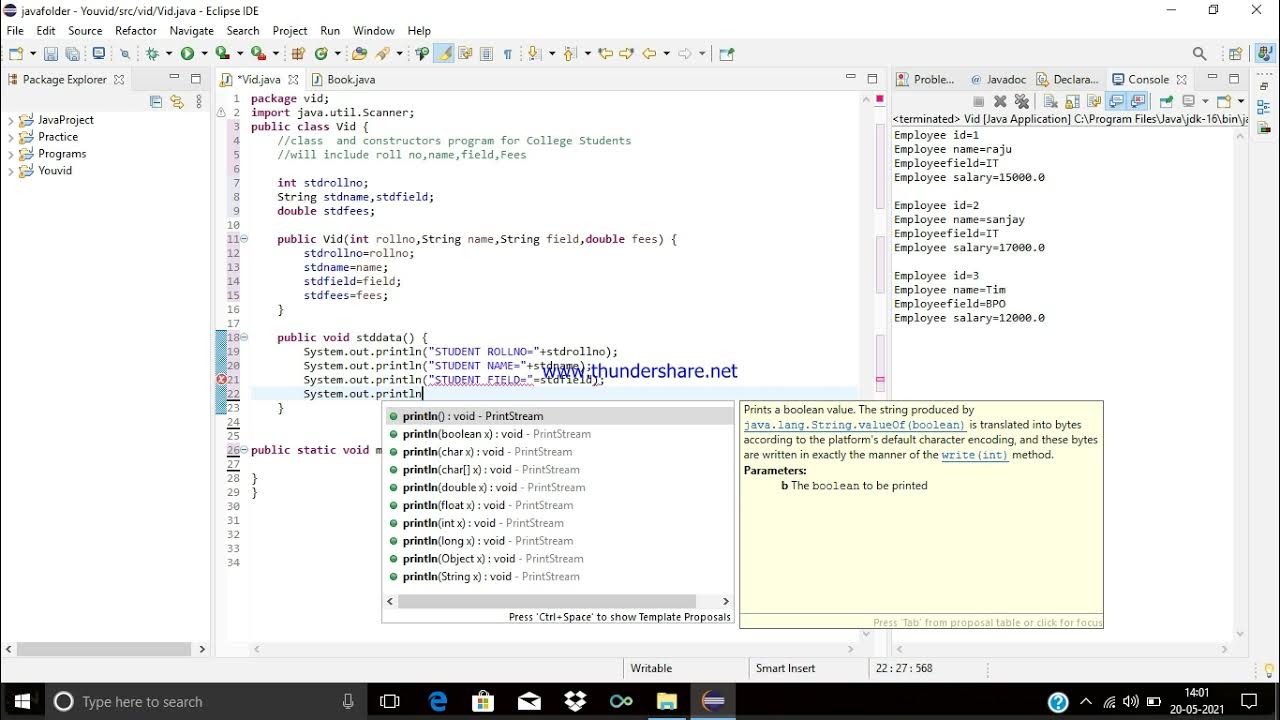 Class and Constructor College Students Program in Java Eclipse | | Java ...