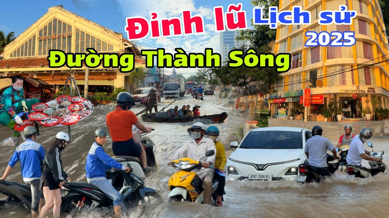 Kinh hoàng đỉnh lũ lịch sử Cần Thơ ngập lụt chưa từng có - Chợ cá đồng lớn nhất Cái Răng