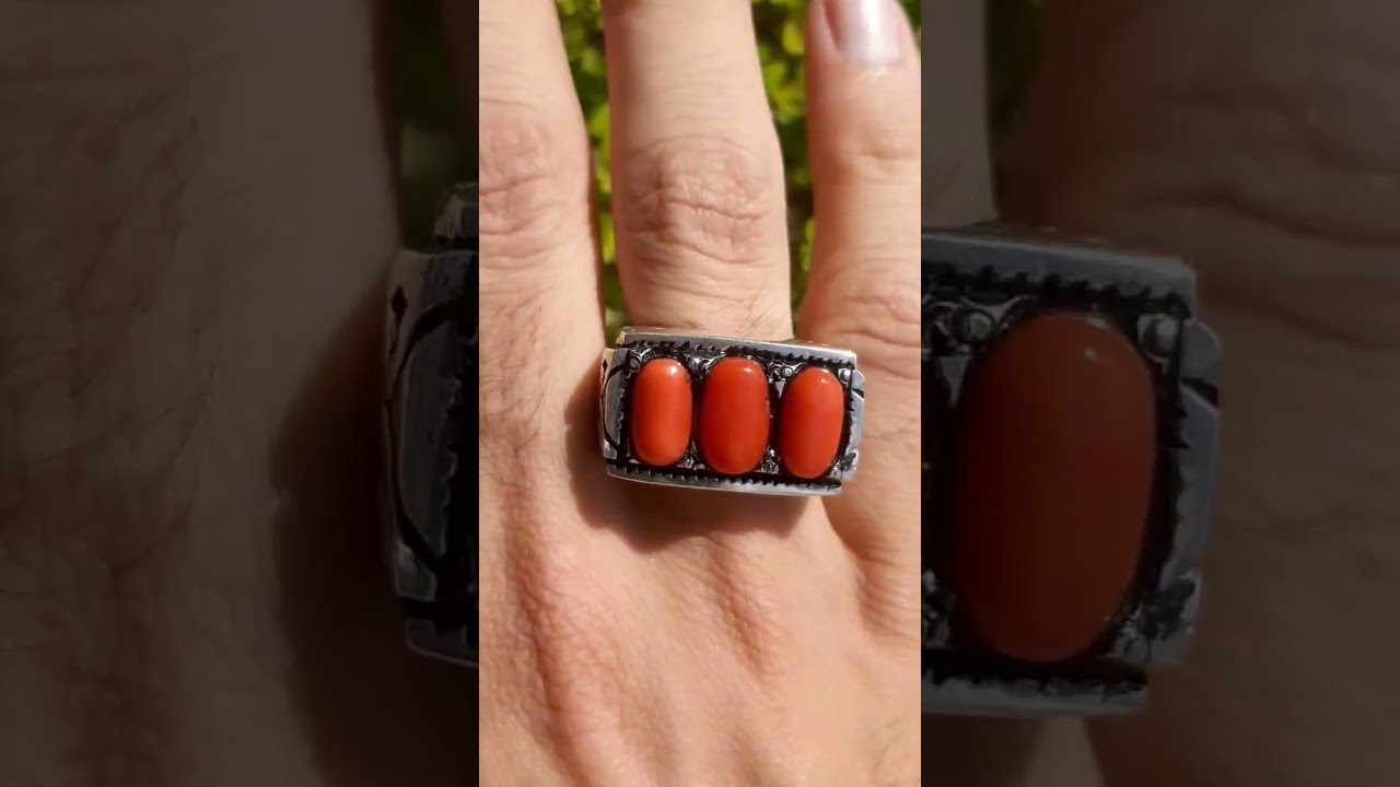 Italian Red Coral | Hand Made Heavy Silver Ring