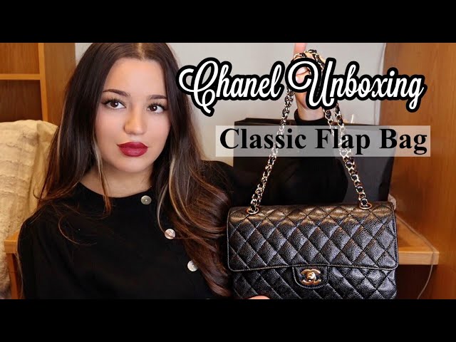 Unboxing Video - Chanel Medium Classic Flap in Burgundy Caviar Leather with  Champagne Gold Hardware! 