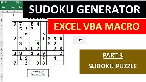 Excel Sudoku Generator (Part 3/3)