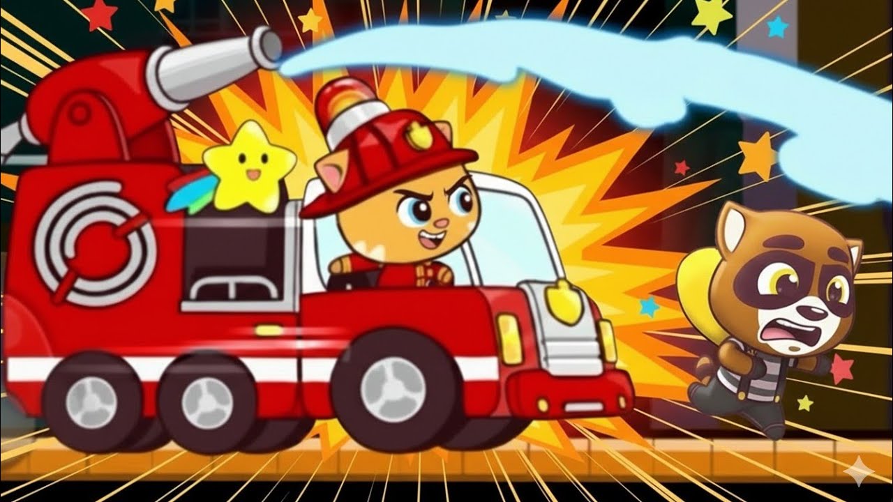 Talking Tom Candy Run Fireman Ginger vs Roy Raccoon Gameplay Android ios 