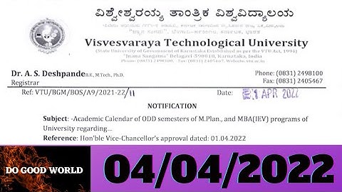VTU UPDATE TODAY 2022 | VTU LATEST UPDATES | Academic Calendar of ODD semester... | DO GOOD WORLD |