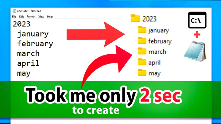 Create multiple folders and subfolders at once on Windows - Notepad + CMD
