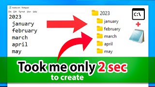 Create multiple folders and subfolders at once on Windows - Notepad + CMD screenshot 5