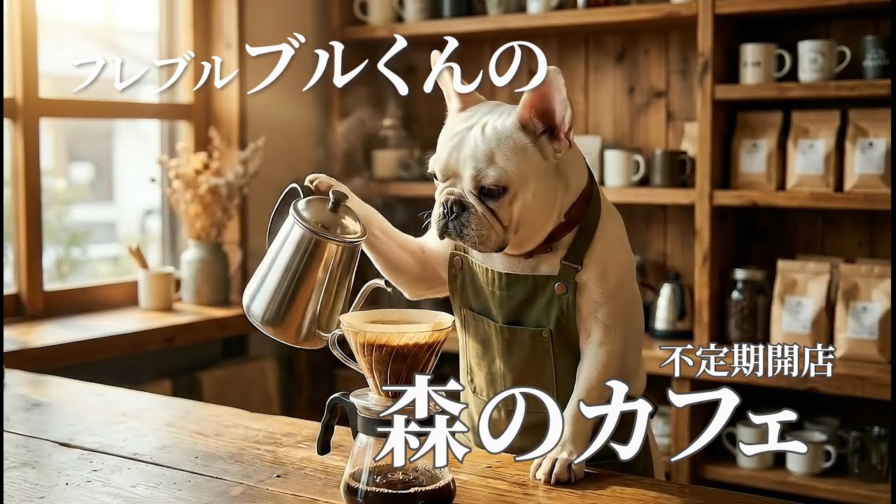 【AI犬】フレブルブル君の秘密の森のカフェ〜Buru the French Bulldog’s Forest Café〜【癒し】