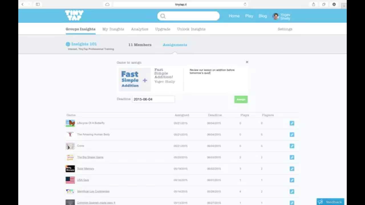 TinyTap Insights Guide - 3 - Assign Lessons - YouTube