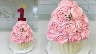 Giant cupcake cake using a silicone mold | Cake decorating tutorials | Sugarella Sweets
