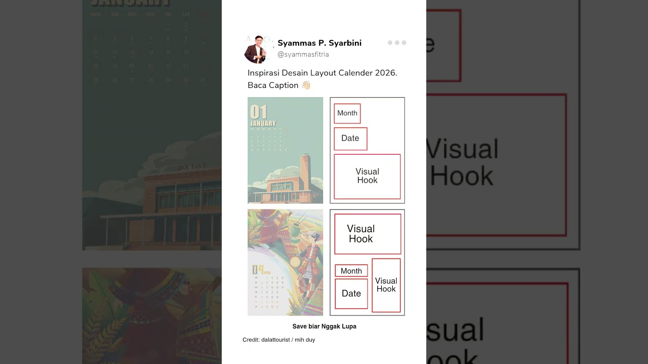 Inspirasi layout kalender 2026 🗓️✨