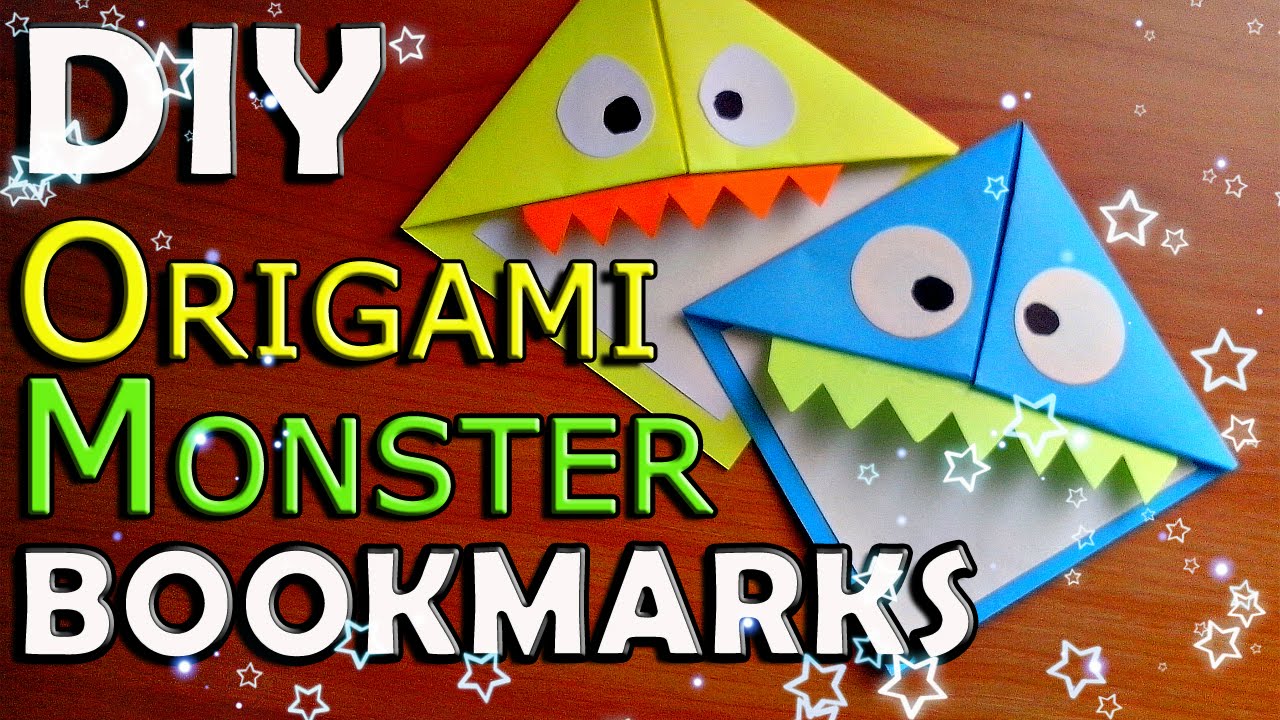 DIY Origami MONSTER Bookmark. How To Make Paper Corner Bookmarks. Easy Tutorial For Children