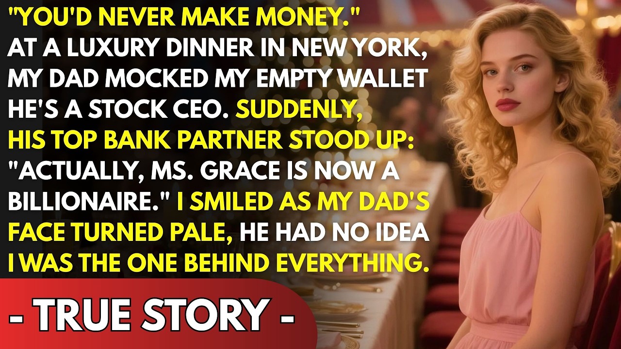 AT CHRISTMAS DINNER, MY DAD MOCKED MY EMPTY WALLET — THEN THE BANK ANNOUNCED MY BILLIONAIRE STATUS
