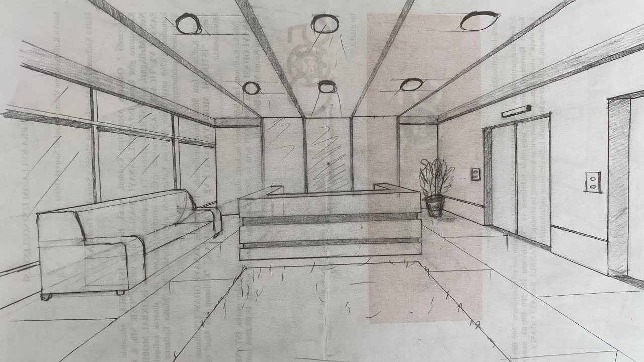 Tek Kaçışlı Perspektif ile İç Mekan Çizimi | Interior Drawing with ...