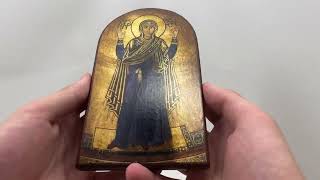 Ікона "Богородиця Оранта Непорушна стіна" на дереві 12х16 см #іконналавка