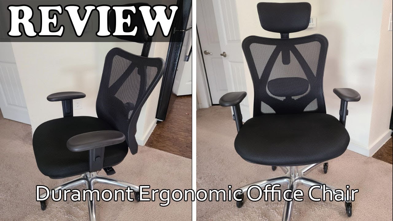 Duramont Ergonomic Office Chair - Adjustable Desk Chair with Lumbar Support and Rollerblade Wheels - High Back Chairs with Breathable Mesh - Thick