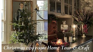 Christmas home tour of the dining room and our tavern. How to make faux copper quail ornaments