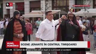 George Simion a făcut circ în Timișoara  Scene jenante în centrul orașului. Știri B1TV_ 15 mai 2024