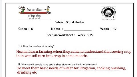 EDMC class 5 sst Week-17 worksheet || With Solutions || SDMC || SCERT WORKSHEET || Revision 2
