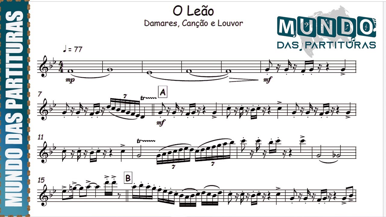 O Leão Damares, Canção e Louvor🎺Partitura Melódica, Arranjo, Cordas