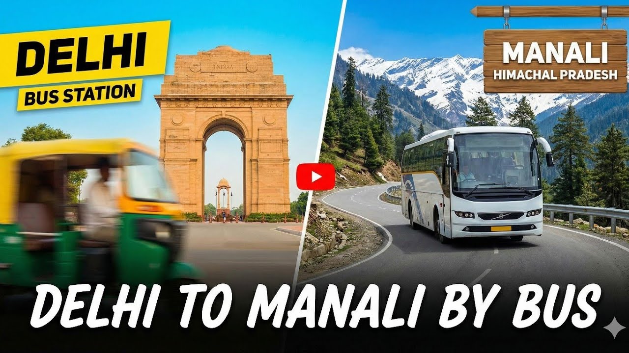 Delhi To Manali By Bus 🚌 journey| Luxury Bus only 500