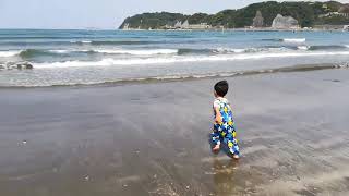 逗子海岸と3歳児・[ザジーザップス] プレイウェア レインウェア パンツ キッズ ベビー・2021年5月9日