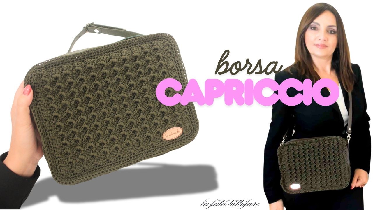 Tutorial de bandolera Capriccio a ganchillo: punto Prada en relieve verde.