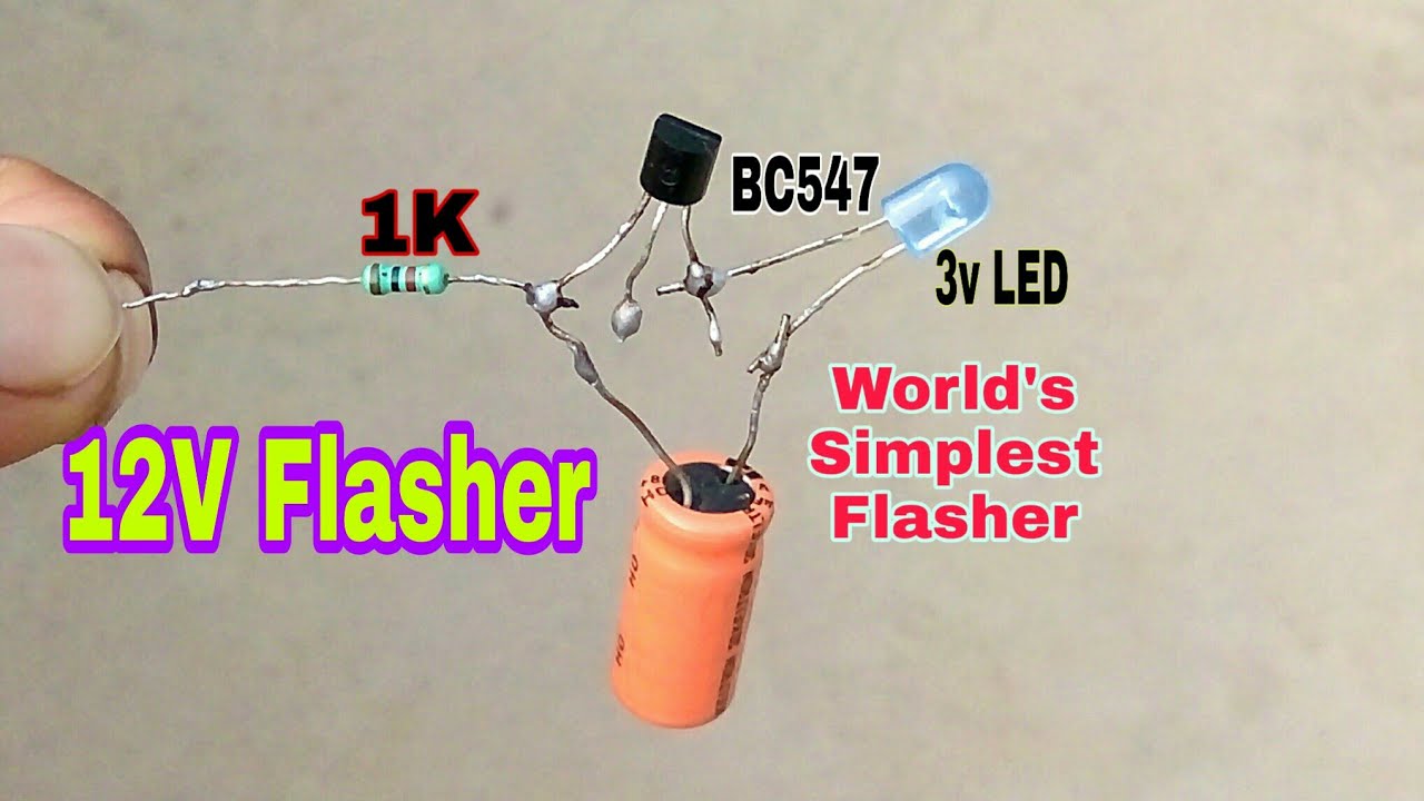 How To Make 12V Flasher Circuit, or Basic and Simplest 12 Volt LED